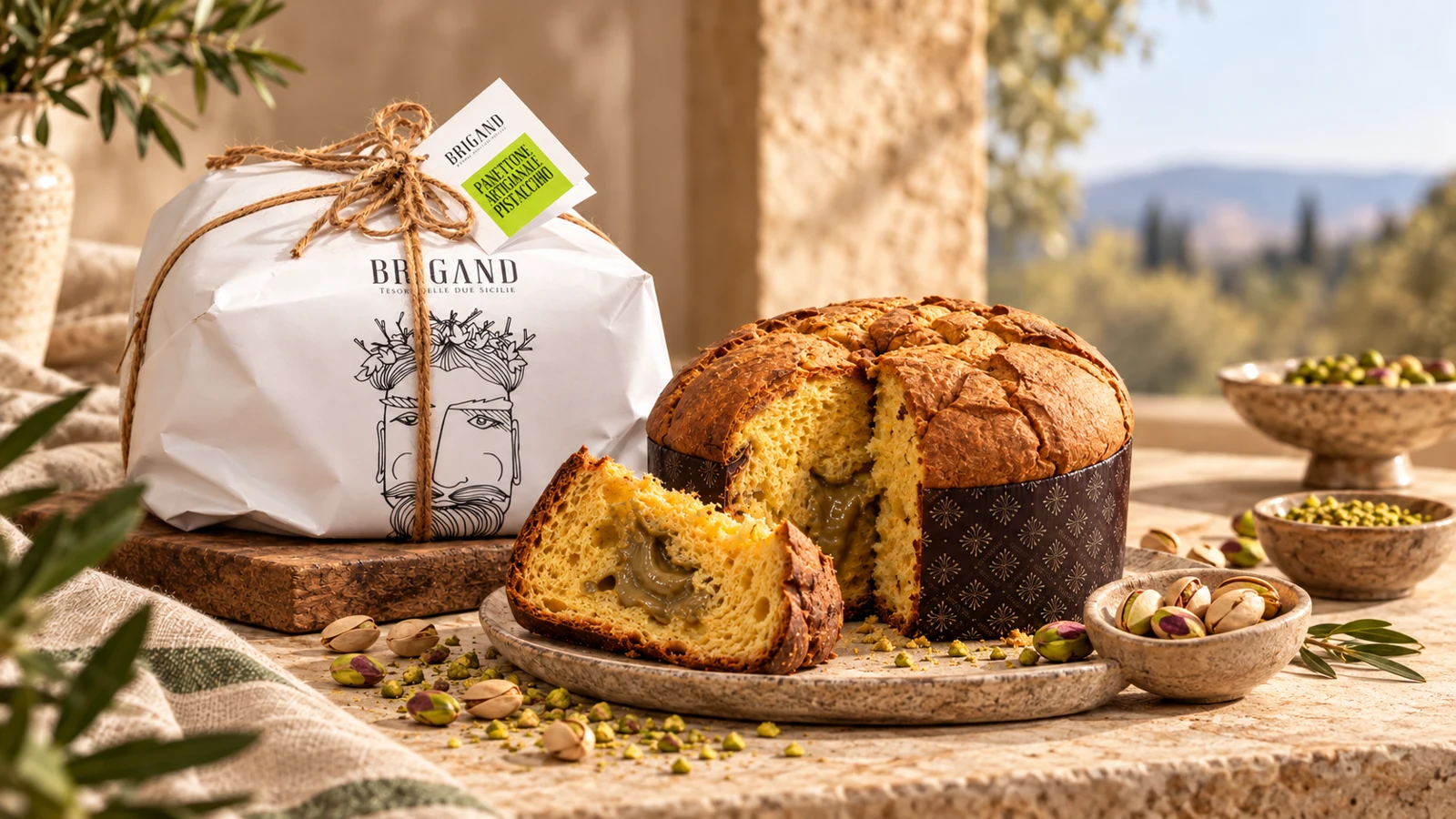 Panettone Brigand al Pistacchio con confezione